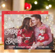 Sparkling Red Star Merry Bright Christmas