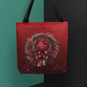Sparkling Red with Red Cardinal Christmas Tote Bag