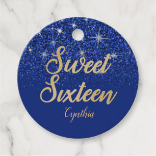 Sparkling, Royal Blue , glitter, Sweet 16 Favour Tags