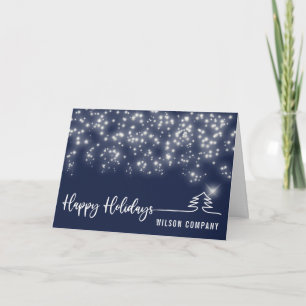 Sparkling script Happy holidays  corporate  Holiday Card
