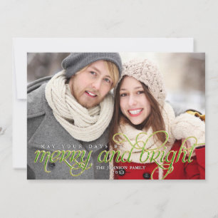Sparkling Script Merry and Bright Holiday Card