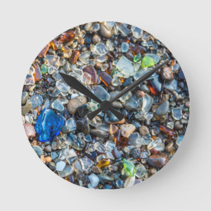 Sparkling Sea Glass Round Clock