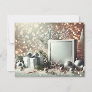 Sparkling Silver Christmas Background with Decorat Holiday Card