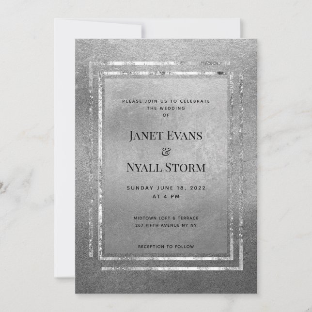 Sparkling Silver Frames Wedding Invitation (Front)
