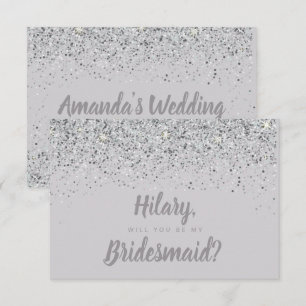 Sparkling Silver Glitter Bridesmaid Card