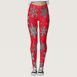 Sparkling silver glitter snowflakes leggings