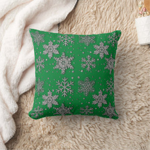 Sparkling silver glitter snowflakes      throw pillow