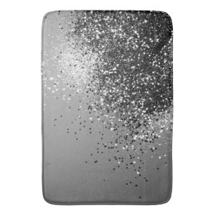 Sparkling Silver Gray Lady Glitter #1 #shiny Bath Mat
