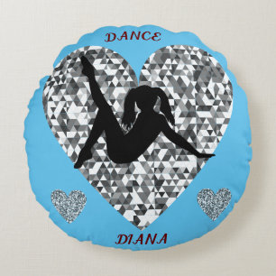 Sparkling Silver Heart Dance Round Pillow