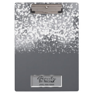 Sparkling Silver Lights Chic Glam Personalized Clipboard