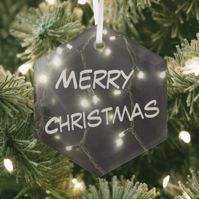 Sparkling Silver Lights Christmas Glass Ornament (Insitu)