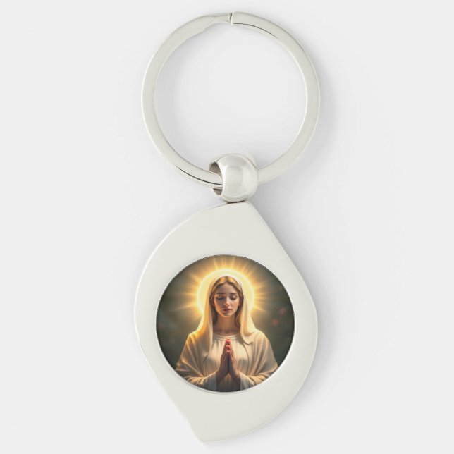 Sparkling Sincerity: Virgin Mary Prayer Keychain (Front)