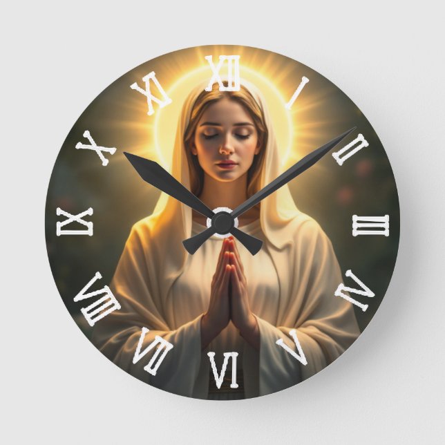 Sparkling Sincerity: Virgin Mary Prayer + timing Round Clock (Front)