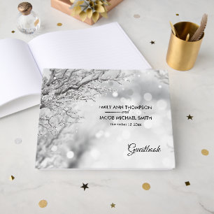 Sparkling Snow and Ice Winter Wedding Guest Book