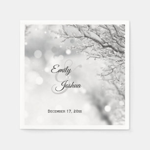 Sparkling Snow and Ice Winter Wedding Napkin