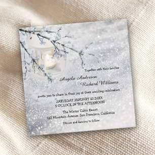 Sparkling Snow Lantern Winter Wedding Invitation