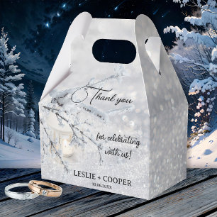 Sparkling Snow Lantern Winter Wedding Thank You Favor Box