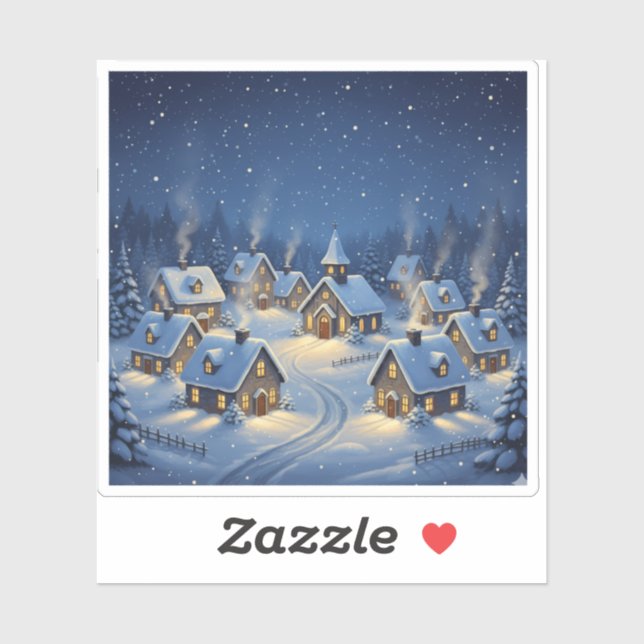 Sparkling Snowfall Christmas Village Scene  (Sheet)