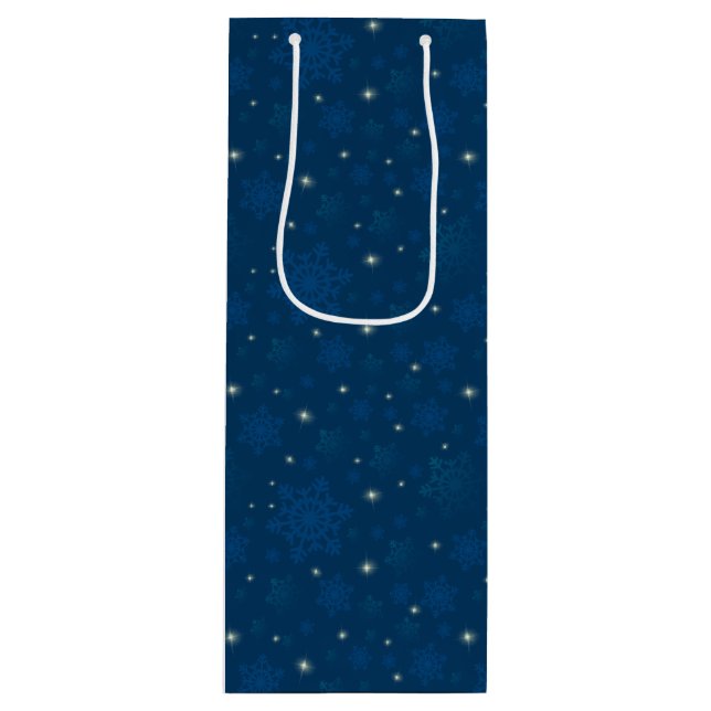 Sparkling Snowflakes & Starlight Wine Gift Bag (Front)