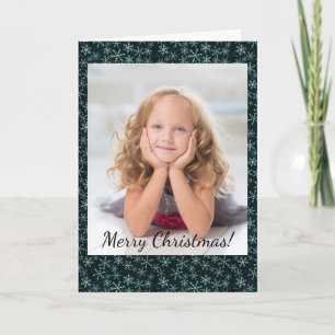 Sparkling Snowflakes White Black Night Sky Photo Note Card
