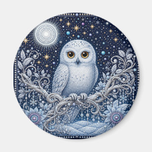 Sparkling Snowy Owl Magnet