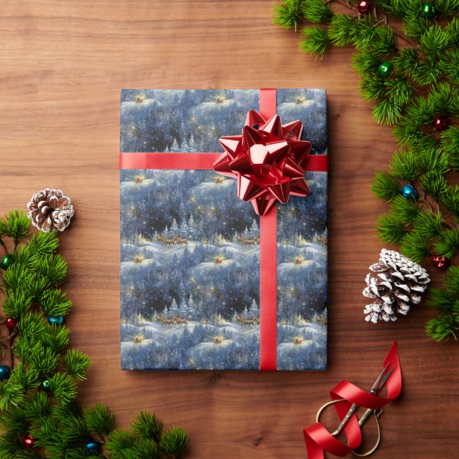 Sparkling, Snowy, Reindeer  Wrapping Paper (Holiday Gift)