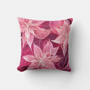 Sparkling Soft Pink Poinsettia Throw Pillow