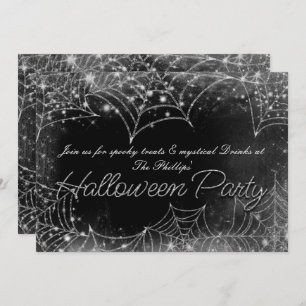 Sparkling Spiderwebs Halloween Party Invitations