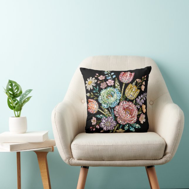 Sparkling Spring Bouquet Throw Pillow (Chair)