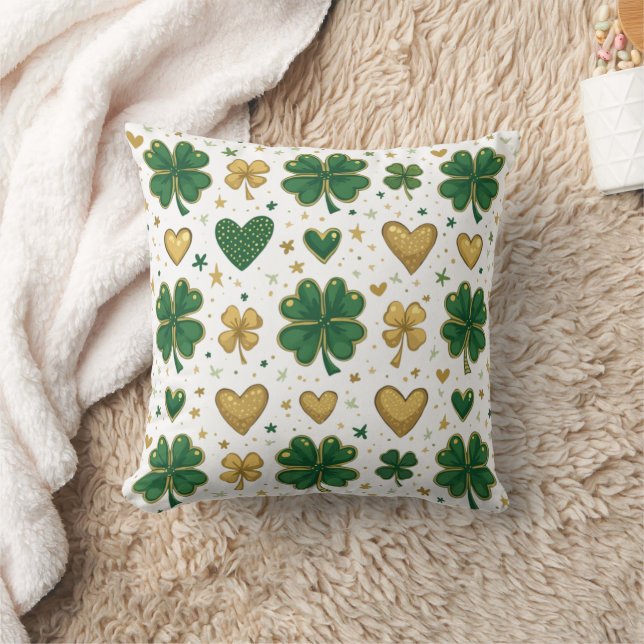 Sparkling St. Patrick's Pattern Design Throw Pillow (Blanket)