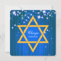 Sparkling Star of David Bat Mitzvah Invitations