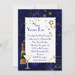 Sparkling Stars New Years Eve Party Invitation