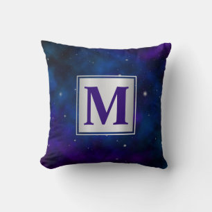 Sparkling Stars on Blue & Purple Space Background Throw Pillow