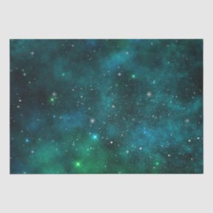 Sparkling Stars on Deep Green Space Background Tissue Paper