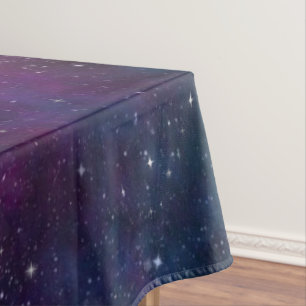 Sparkling Stars on Deep Purple Space Background Tablecloth
