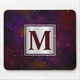 Sparkling Stars on Deep Red Space Background Mouse Pad
