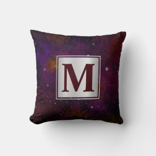 Sparkling Stars on Deep Red Space Background Throw Pillow