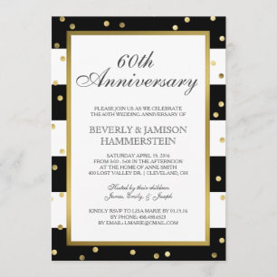Sparkling Stripes   60th Wedding Anniversary Party Invitation