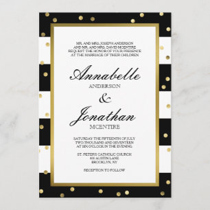 Sparkling Stripes   Elegant Wedding Invitation
