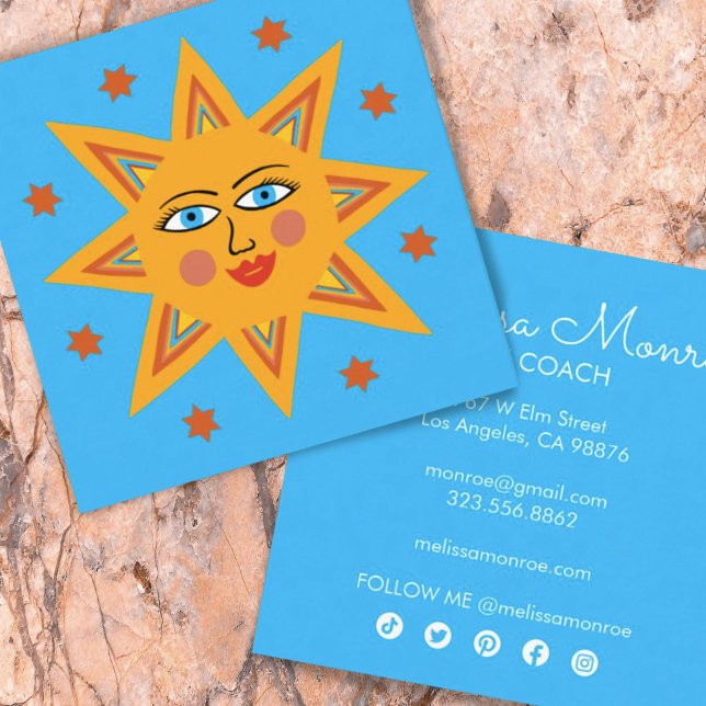 Sparkling Sun Cute and Charming Colourful  Square Business Card (Creator Uploaded)
