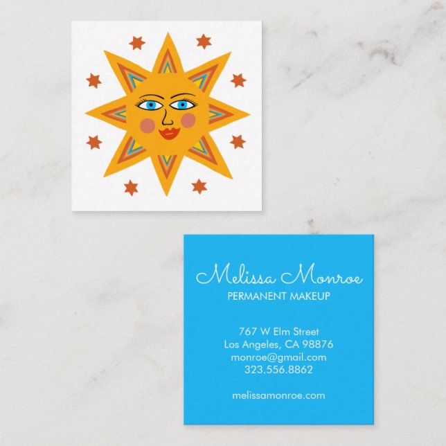 Sparkling Sun  Cute and Charming  Square Business Card (Front/Back)