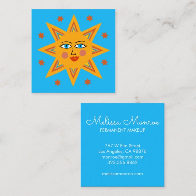 Sparkling Sun  Cute and Charming  Square Business Card (Front/Back)