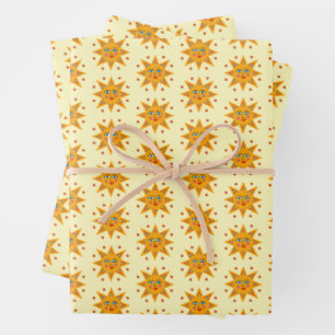 Sparkling Suns Cute Charming Pattern Gift Wrapping Paper Sheet