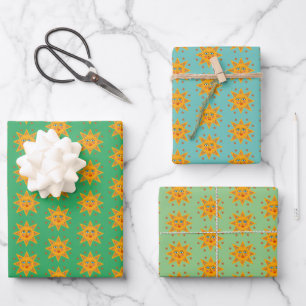 Sparkling Suns Cute Charming Pattern Gift Wrapping Paper Sheet