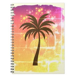 Sparkling Sunset Palm Tree Tropical Paradise Sil Notebook