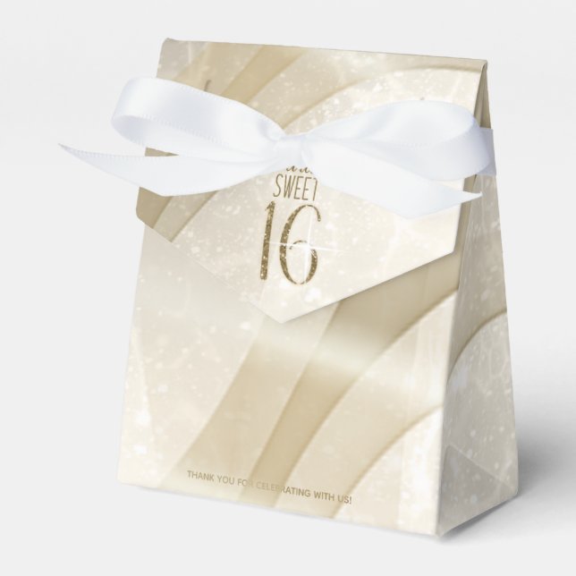 Sparkling Swirls Sweet Sixteen Gold ID652 Favor Box (Front Side)