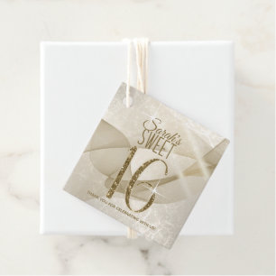 Sparkling Swirls Sweet Sixteen Gold ID652 Favour Tags