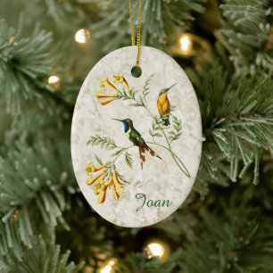 Sparkling Tailed Hummingbird Ceramic Ornament