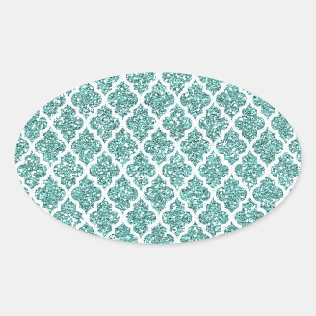 Sparkling Teal Oval Sticker (Front)
