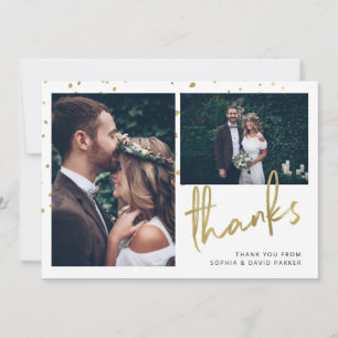 Sparkling Thanks   Two Photo Wedding Thank You Card